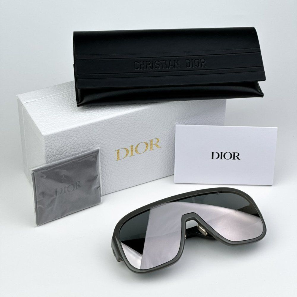 NEW Dior DIORBOBBYSPORT M1U 45A7 Grey Silver Mirror Unisex Mask Sunglasses
